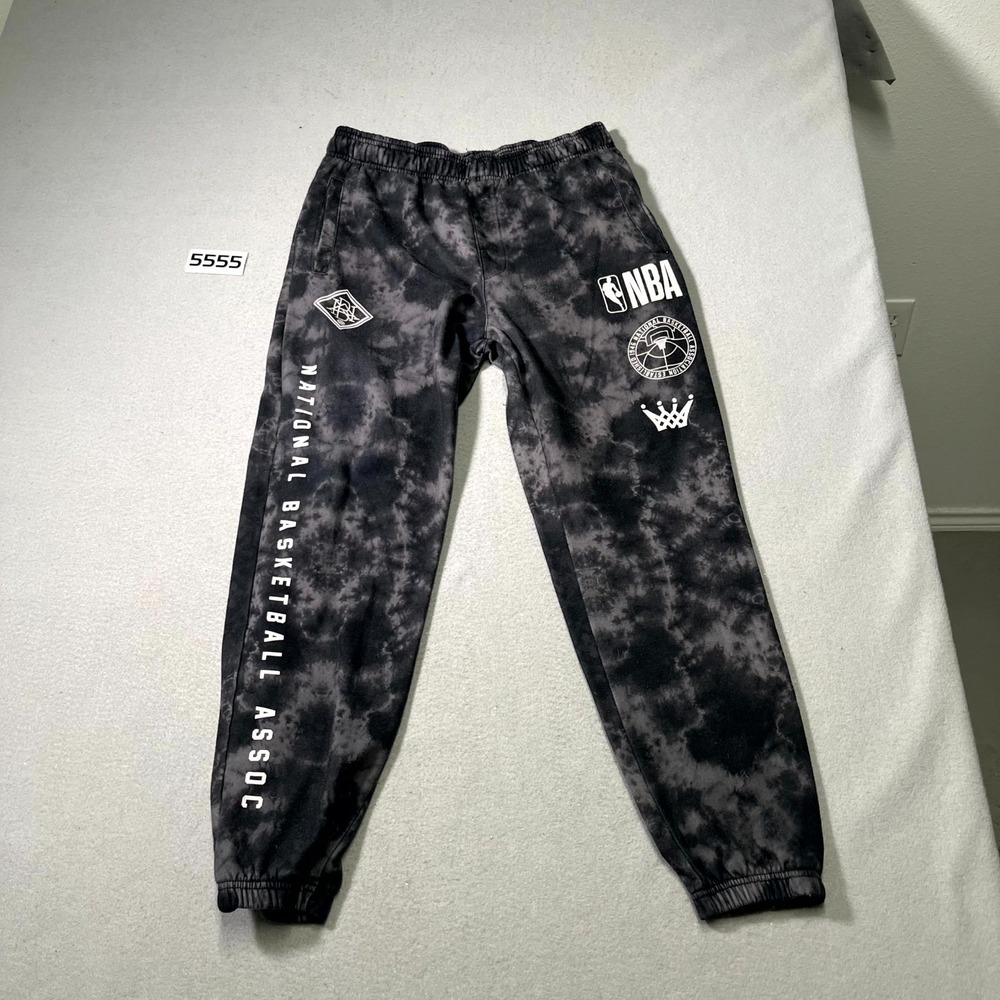 NBA Athletic Basketball Jogger Pants Mens Large Black Gray Tie Dye Sportswear